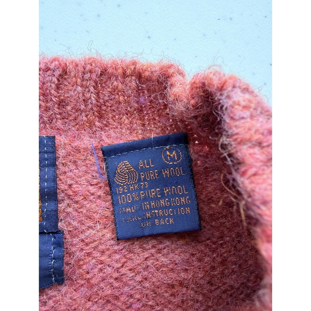 Vintage Hunting Horn 100% Wool Sweater Pink Marled Crewneck Medium 80s 90s - Picture 4 of 7